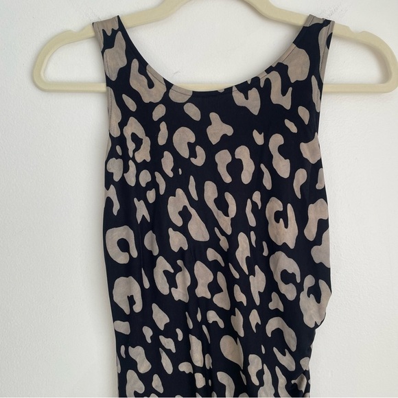 JAYGODFREY leopard animal print silk mini dress zipper back black 6 mob wife - Picture 6 of 13